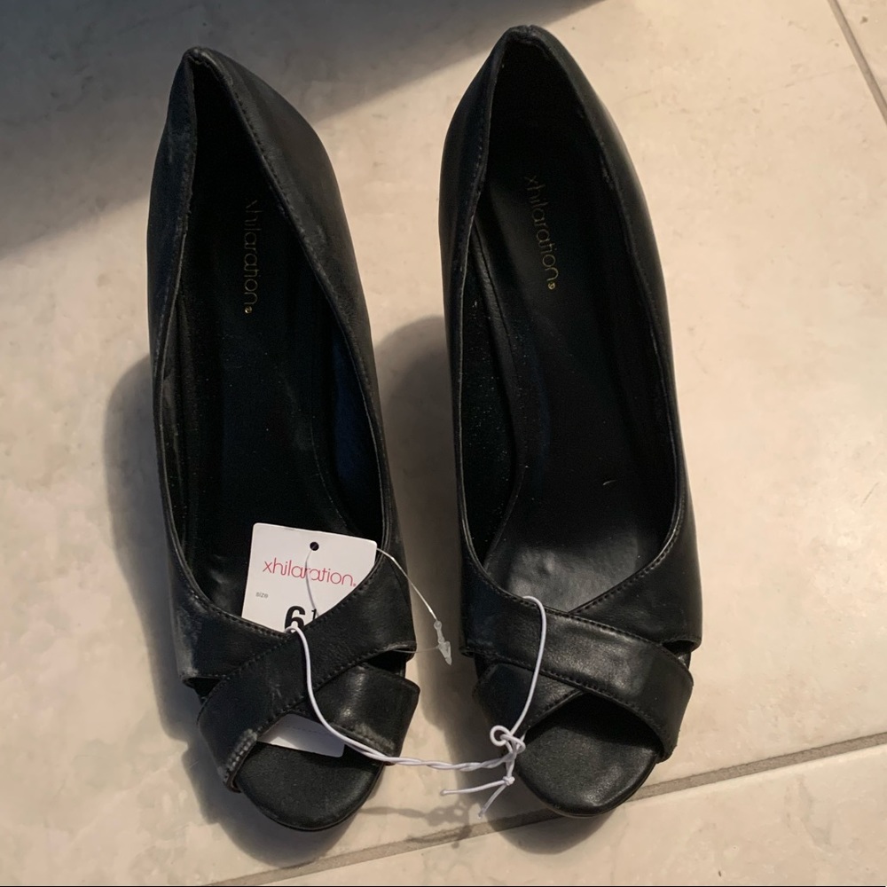 Black peep toe heels